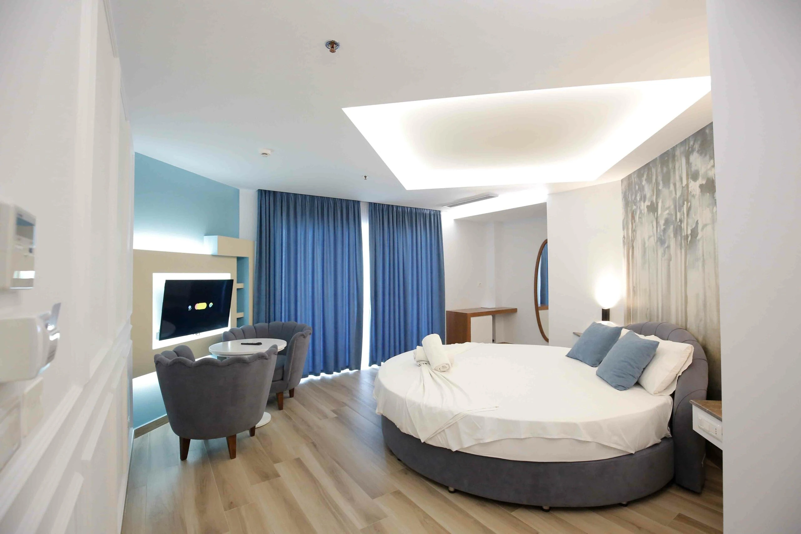 Modern Premium Room With Round Bed And Sea View At Vila Barbaut Private Beach Hotel, Kavaje Albania